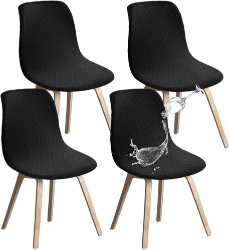 Vista 16 de Juego de 2 fundas de jacquard para silla, elásticas, impermeables, escandinavas, para sillas de comedor, lavables, modernas, fundas de asiento