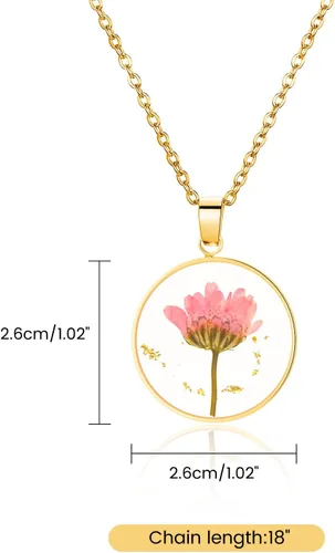 Vista 7 de Pressed Flower Necklace Gift for Women Personalized Handmade Necklaces Birth Flower Necklace