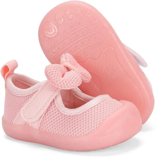 Vista 5 de Zapatos de bebé para niño y niña, zapatos de malla transpirable para caminar, suela de goma antideslizante, zapatos de cuna para primeros pasos