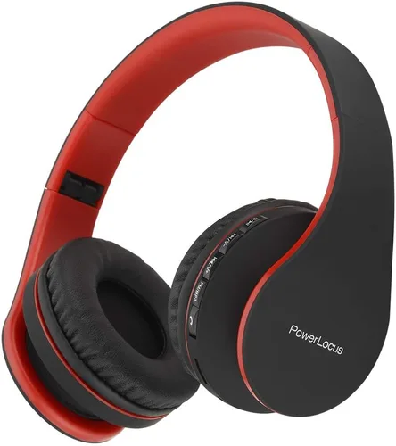 Vista 10 de PowerLocus - Audífonos inalámbricos Bluetooth para usar sobre las orejas, estéreo, plegables, con cable y micrófono incorporado para iPhone