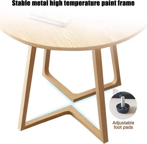 Vista 4 de YVYKFZD Office Reception Room Club Table and Chair Set, Simple Kitchen Dining Table Set for 4, Round Conference Table with Metal Legs, Small