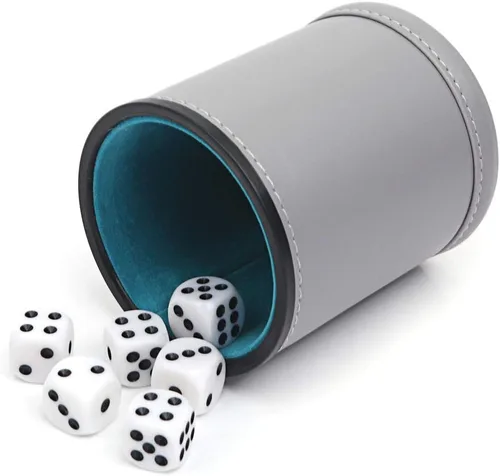 Vista 7 de Taza de dados profesional con forro de fieltro - con 6 dados silenciosos para el juego de Yahtzee Negro