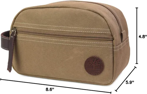 Vista 5 de Timberland Men's Toiletry Bag Canvas Travel Kit Organizer Caqui