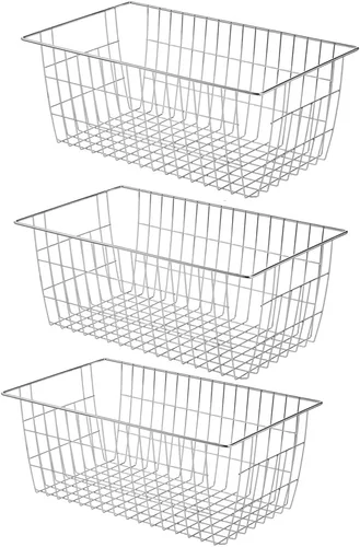 Vista 7 de Slideep Organizador de alambre grande de granja, cesta de almacenamiento de alimentos para armarios de cocina, oficina, baño, despensa, organización