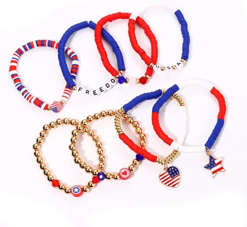 Vista 109 de Surfer Heishi - Pulseras apilables para mujer, apilables, de vinilo arcoíris, disco de arcilla, pulseras elásticas para la amistad, joyería bohemia