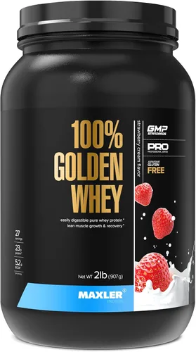 Vista 15 de Maxler Proteína de suero de leche 100% dorada, 0.94 onzas de proteína por porción, proteína de suero en polvo para antes del entrenamiento