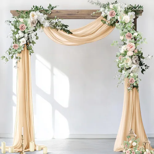 Vista 10 de Socomi Tela para Arco de Boda 1 Panel 29" x 19 Pies Gasa Chifón Transparente Azul Bebé Cortinas 6 Yardas para Ceremonia de Boda Decoración de Fiesta