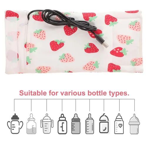 Vista 4 de Bolsa calentadora de botellas portátil USB para viajes, cubierta compacta de calefacción de leche con distribución uniforme del calor