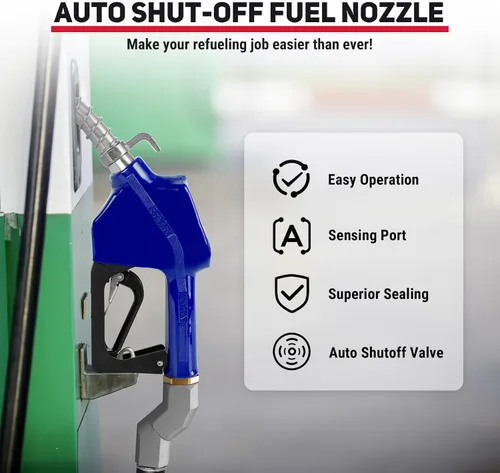 Vista 4 de Boquillas de combustible automáticas de 3/4", boquilla de transferencia de combustible con apagado automático y junta giratoria de 360°, gancho