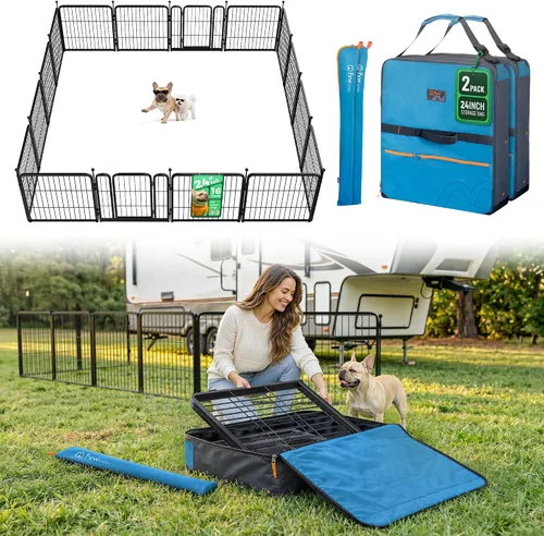 Vista 112 de FXW Rollick - Corralito para perros para patio, campamento con casa rodante, patentado, 24 pulgadas, 2 paneles Fácil instalación, resistente