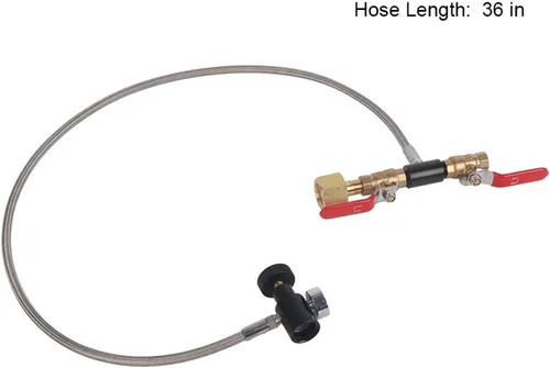 Vista 5 de CGA-320 Adaptador de recarga de cilindro de CO2 Conector de botella Accesorios para fabricante de refrescos de CO2 con manguera para llenado de soda