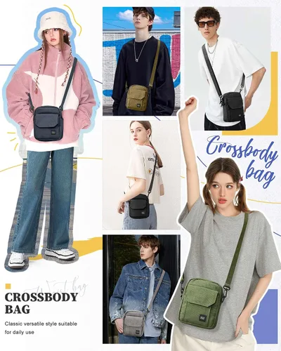 Vista 2 de Small Crossbody Bag Side Shoulder Bag For Men, Women Mini Messenger Bag
