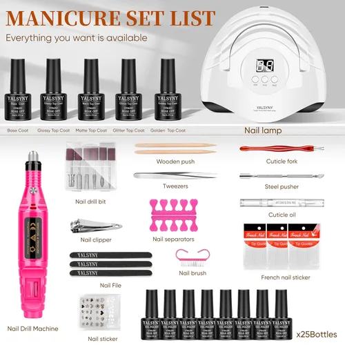 Vista 5 de Kit de esmalte de uñas con luz UV, kit de iniciación de esmalte de gel de 25