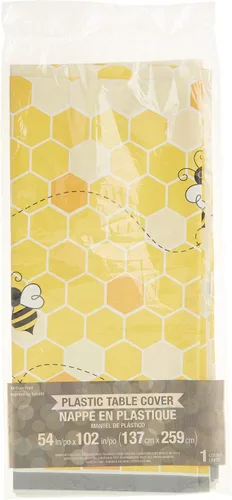 Vista 2 de Creative Converting 340216 Bumblebee - Mantel de plástico para bebé, 54 x 102 pulgadas, multicolor