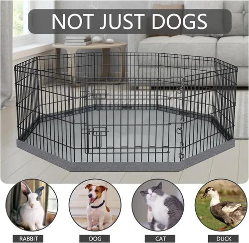 Vista 8 de PETIME - Corral plegable de metal para ejercicio de perros/Parque de juegos para cachorros con 8 paneles para interior/exterior, valla de patio