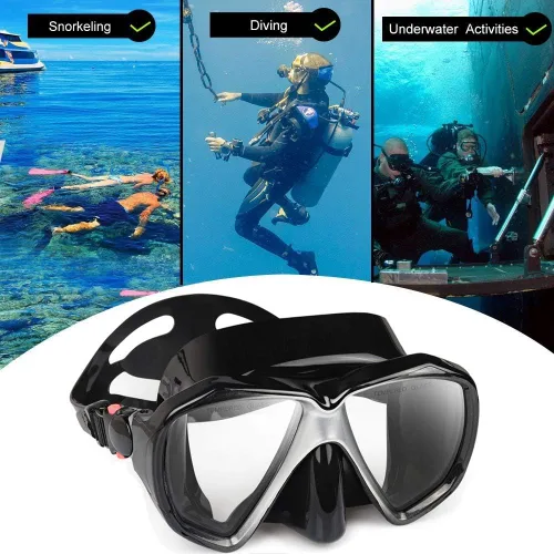 Vista 6 de Máscara de buceo panorámica HD para natación, gafas de buceo antivaho, máscara de buceo de vidrio templado, gafas de natación para adultos y jóvenes