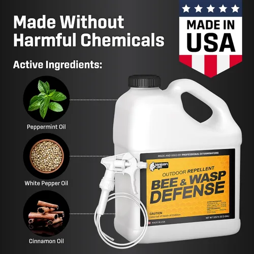 Vista 4 de Exterminator's Choice Bee Exterminator & Wasp Defense – 125 onzas líquidas con aroma a canela – Fórmula de aceite esencial natural que mantiene a