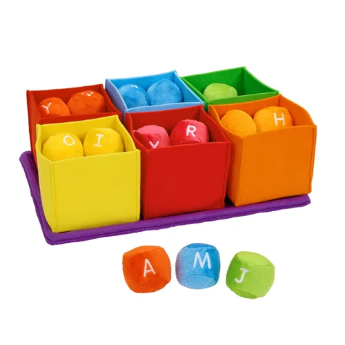Vista 5 de ABC - Bolas clasificadoras con cajas, 26 bolas de felpa y 6 cajas blandas