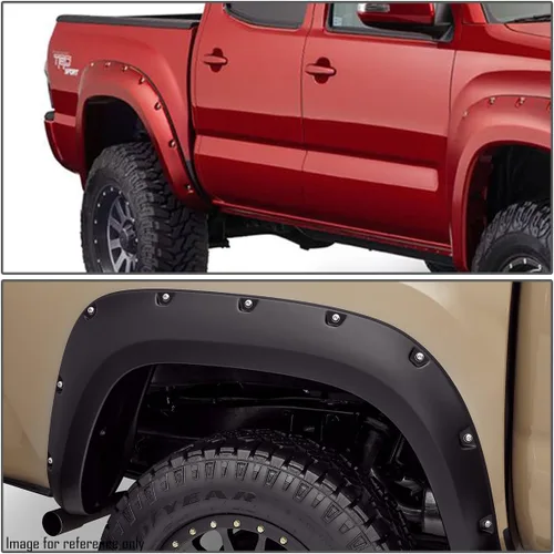 Vista 7 de Auto Dynasty guardabarros laterales compatibles con Tacoma 2016 2017, estilo remachado con bolsillo, plástico termo ABS, color negro mate