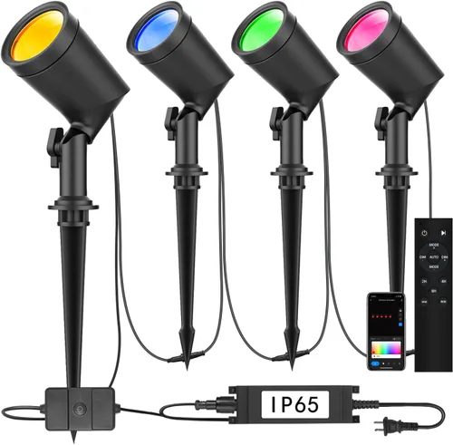 Vista 15 de SUNTHIN Iluminación de Paisaje Exterior con Controlador de Sensor de Anochecer a Amanecer, Paquete de 4