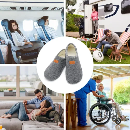 Vista 7 de Fires Pantuflas para hombre y mujer con suela de goma, suaves y ligeras, para usar en casa, antideslizantes, para interiores y exteriores