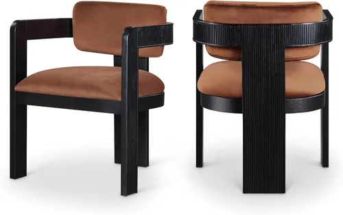 Vista 12 de Meridian Furniture Sacha - Juego de 2 sillas de comedor de terciopelo y Terciopelo coñac
