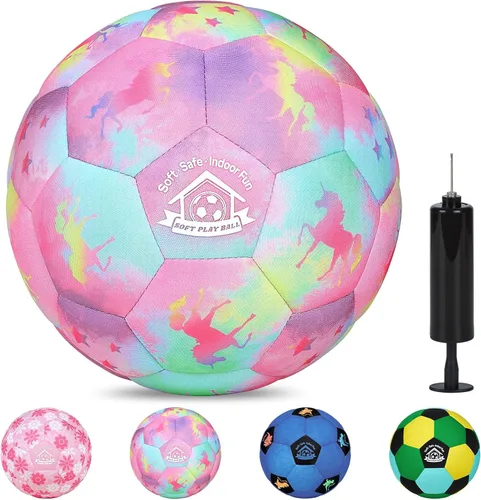 Vista 9 de Balón de Fútbol de Interior Tamaño 3 para Niños Pequeños, Pelotas de Fútbol Silenciosas Regalos para Niños y Niñas de 1-5 Años, Pelotas de Espuma