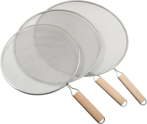 Vista 6 de Protector contra salpicaduras de acero inoxidable de 8 pulgadas con asa, protector de cocina de malla ultra fina para freír cocina/uso en la cocina