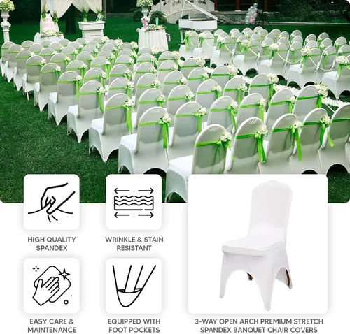 Vista 4 de Efavormart - Funda para silla de banquete de elastano elástica de 3 vías, color negro, con arco abierto, funda ajustable para silla de boda