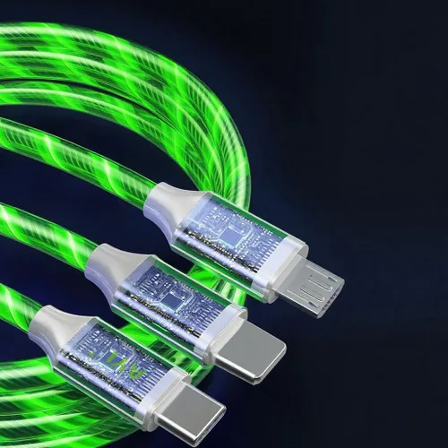 Vista 3 de AYI 3 Combinaciones Cable Cargador Multi Puertos USB A a USBC Micro PD Cord de Carga Rápida Iluminado Flujo de Corriente Compatible con Casi Todos 3