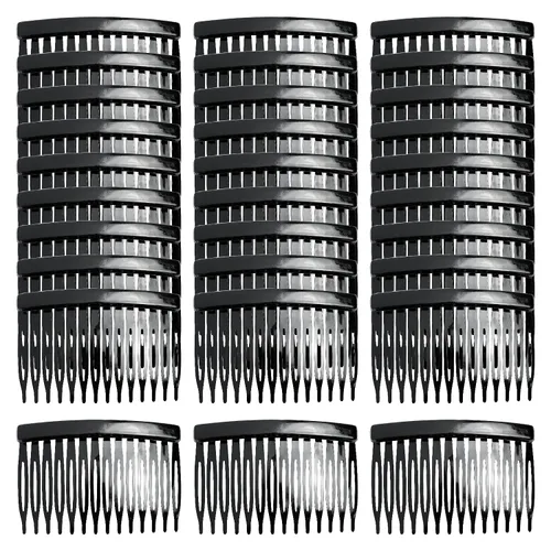 Vista 7 de Cinaci Paquete de 30 peines laterales pequeños de plástico blanco transparente con 14 dientes, pinzas finas y finas para el cabello, accesorios