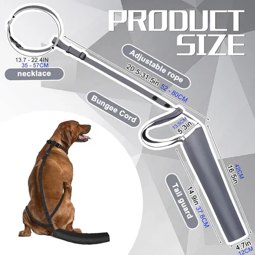 Vista 2 de 2 fundas protectoras de cola de perro para heridas, colas de perros curan manga, cuidado de heridas de perro para perros medianos y grandes