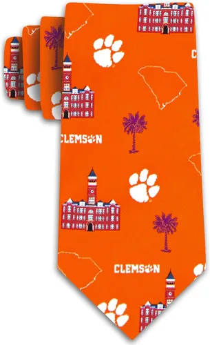 Vista 3 de Eagles Wings Clemson Ties South Carolina Tigers Corbatas para hombre Comprobar microfibra