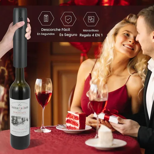 Vista 3 de VIDYSUFYR Juego de abridor eléctrico de botellas de vino con base de carga, negro, abridor automático de botellas de vino con luz LED, kit