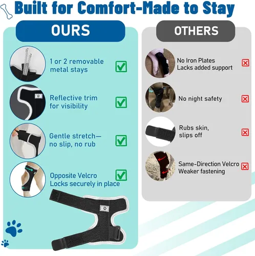Vista 3 de Soportes para patas de perro para patas traseras y delanteras, soporte articular de perro y tobillo para patas traseras débiles con 2 tiras