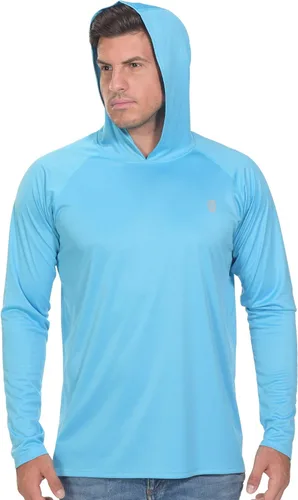 Vista 27 de Camisa de pesca para hombres de manga larga, con protección solar SPF 50+ UV, camiseta tipo sudadera Negro