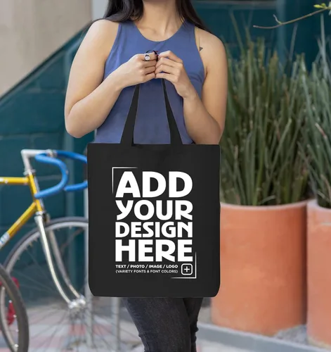 Vista 2 de shop4ever Diseño personalizado de encargo su propio bolso de compras reutilizable del bolso de compras de Eco del algodón del regalo personalizable