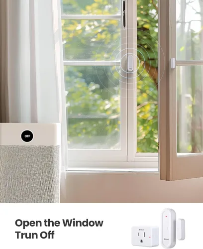 Vista 4 de Zoiinet Kit de enchufe de salida de sensor de puerta, mini sensor inalámbrico de ventana de contacto, dispositivos ilimitados de control de grupo