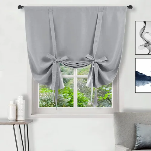 Vista 60 de DWCN Cortinas Opacas - Persiana Enrollable con Lazos para Ventana, Aislamiento Térmico, Oscurecimiento de Habitación, Cortinas con Bolsillo