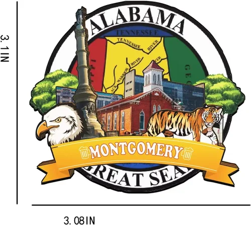Vista 3 de Montgomery Alabama USA - Imán de madera para nevera, monumentos 3D, recuerdos coleccionables de viaje, decoración hecha a mano -1288