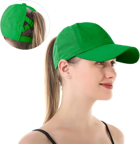 Vista 7 de Muryobao Gorra de béisbol ajustable para mujer, diseño de moño desordenado, de secado rápido