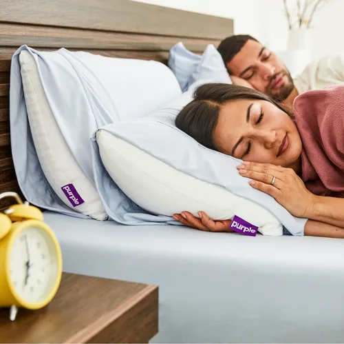 Vista 3 de Purple SoftStretch - Juego de fundas de almohada, tamaño estándar, mezcla de bambú, absorbe la humedad, suave como la seda, morado oscuro, se adapta