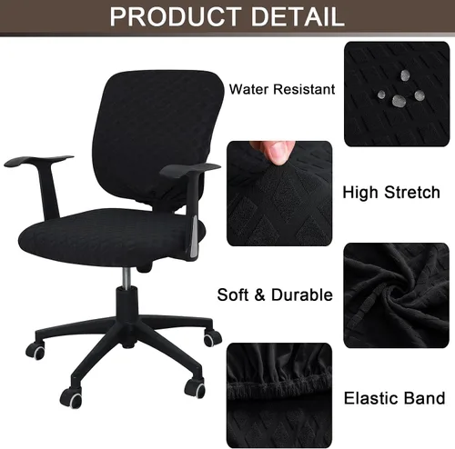 Vista 2 de Funda para silla de oficina, fundas universales giratorias para silla de computadora, protector elástico extraíble para silla de computadora
