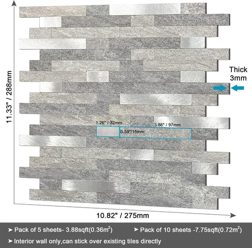 Vista 7 de BeNice Azulejos de cocina para despegar y pegar, azulejos autoadhesivos de mosaico para paneles de pared de baño, impermeables