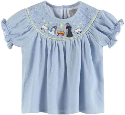 Vista 3 de Lil cactus Conjunto de 2 piezas de vestido de obispo fruncido de Navidad para bebés y niñas pequeñas