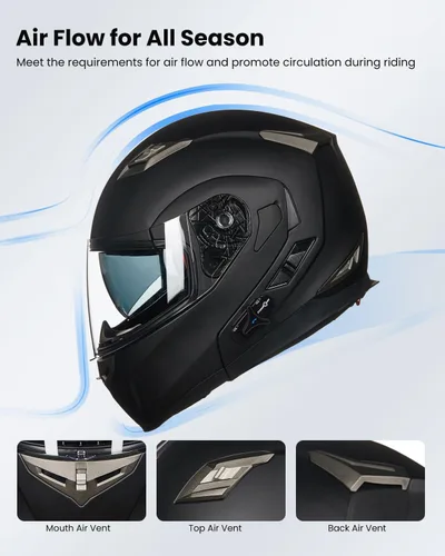 Vista 5 de ILM - Casco de motocicleta modular con visera solar abatible, Bluetooth integrado, intercomunicador, Mp3 Modelo 953/953 PRO