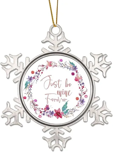 Vista 21 de Corona de flores florales Life is Sweet Adorno de copo de nieve de metal para árbol de Navidad, decoración colgante de árbol de Navidad, divertido