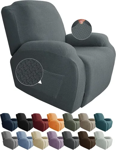 Vista 25 de JIVINER Fundas de sofá reclinable de 8 piezas, fundas elásticas de jacquard para sofá reclinable, fundas para sala de estar, protector suave de 3
