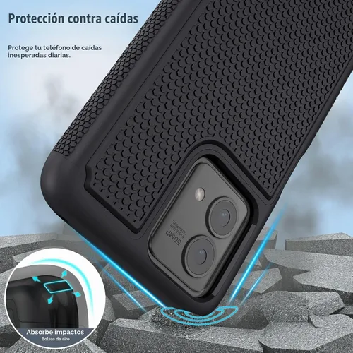 Vista 6 de FNTCASE Funda para Moto G-Stylus 2023: doble capa antideslizante a prueba Negro
