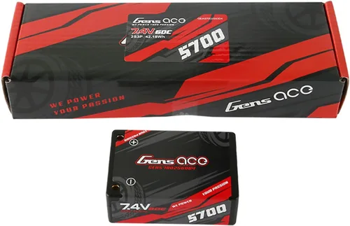 Vista 5 de Gens ace 5700mAh 7.4V 60C 2S3P HardCase Lipo Batería Sillín Pack 12 # con 0.157 in Bullet a T Plug (2 piezas)